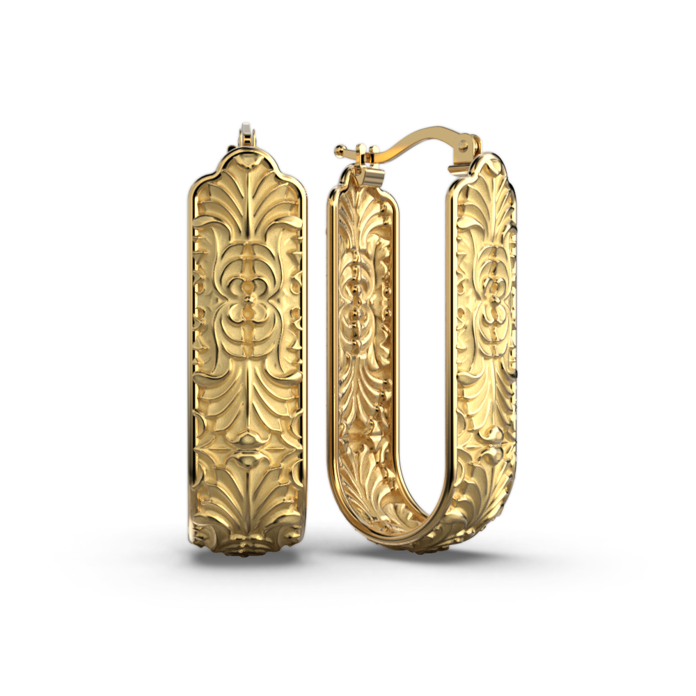 Long Baroque Gold Hoop Earrings - Oltremare Gioielli