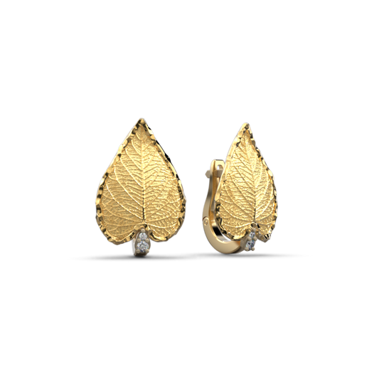 Italian Gold Leaf Diamonds Earrings - Oltremare Gioielli