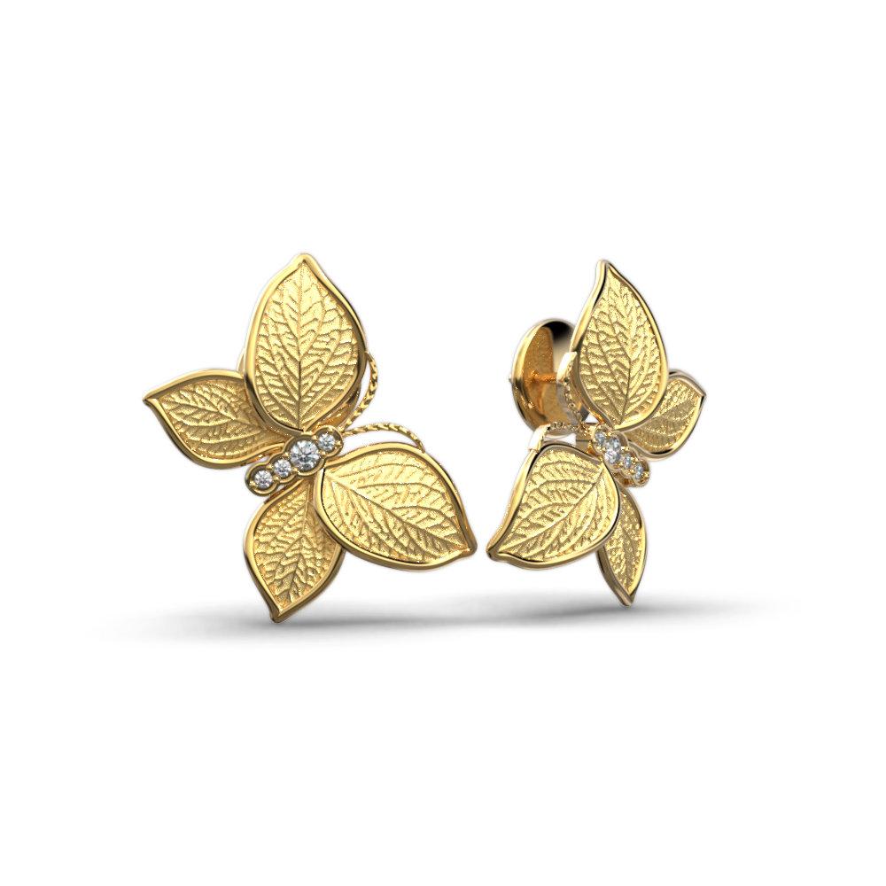 Italian Gold Butterfly Diamonds Earrings - Oltremare Gioielli