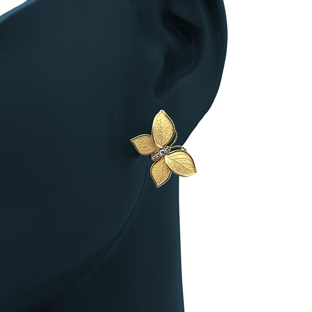 Italian Gold Butterfly Diamonds Earrings - Oltremare Gioielli