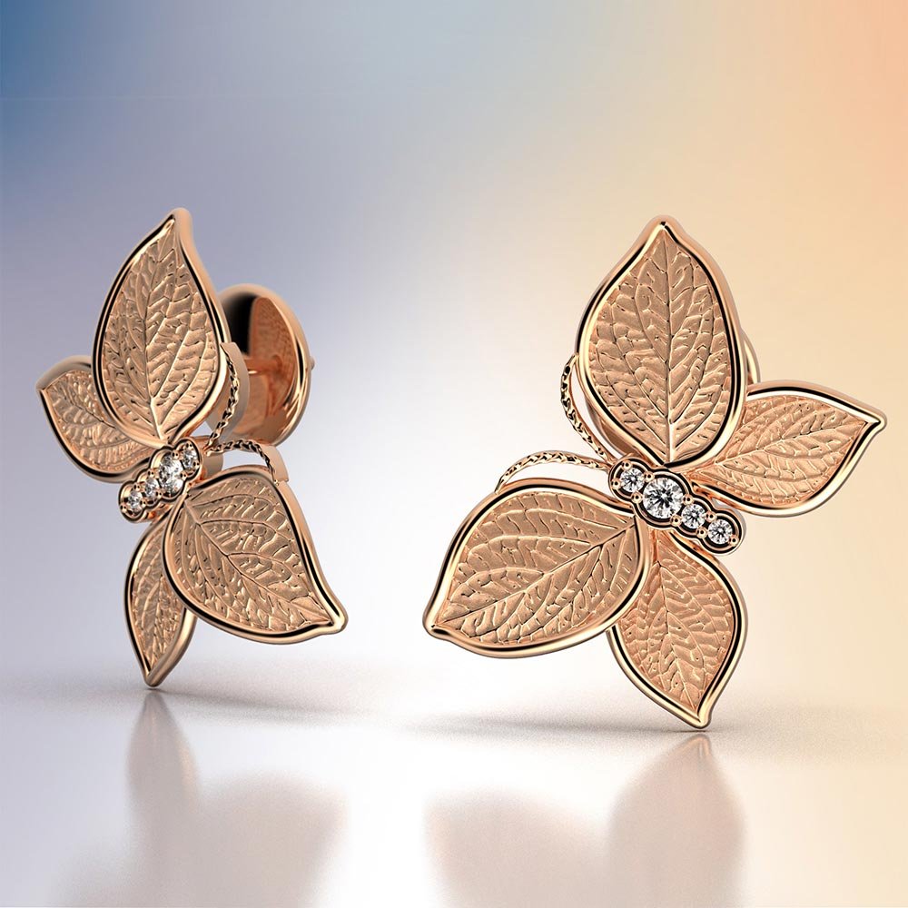 Italian Gold Butterfly Diamonds Earrings - Oltremare Gioielli