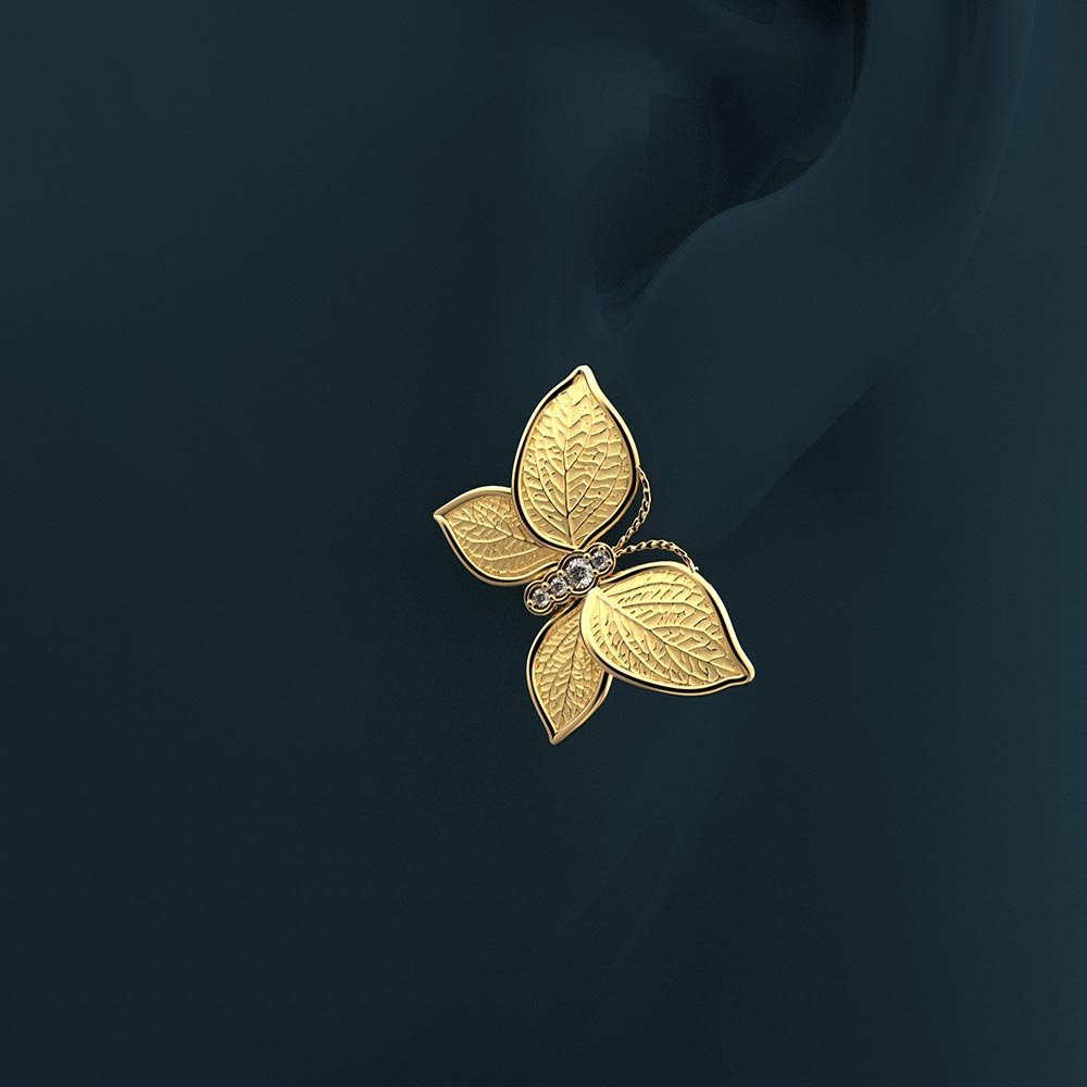 Italian Gold Butterfly Diamonds Earrings - Oltremare Gioielli