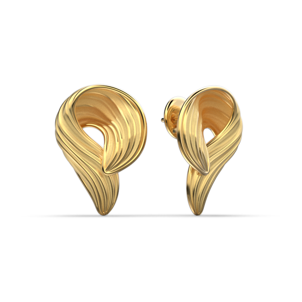 Wavy leaf gold earrings made in Italy in 14k or 18k genuine gold.