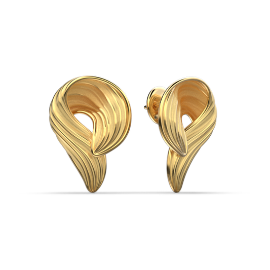 Wavy leaf gold earrings made in Italy in 14k or 18k genuine gold.