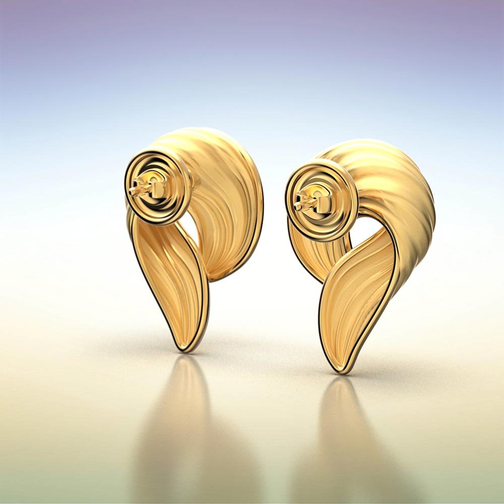 Wavy Leaf Gold Earrings - Oltremare Gioielli