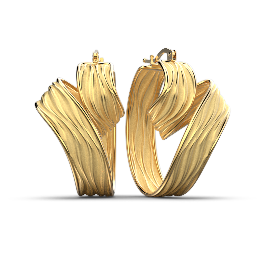 Long Twisted Gold Hoop Earrings - Oltremare Gioielli