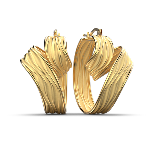 Long Twisted Gold Hoop Earrings - Oltremare Gioielli