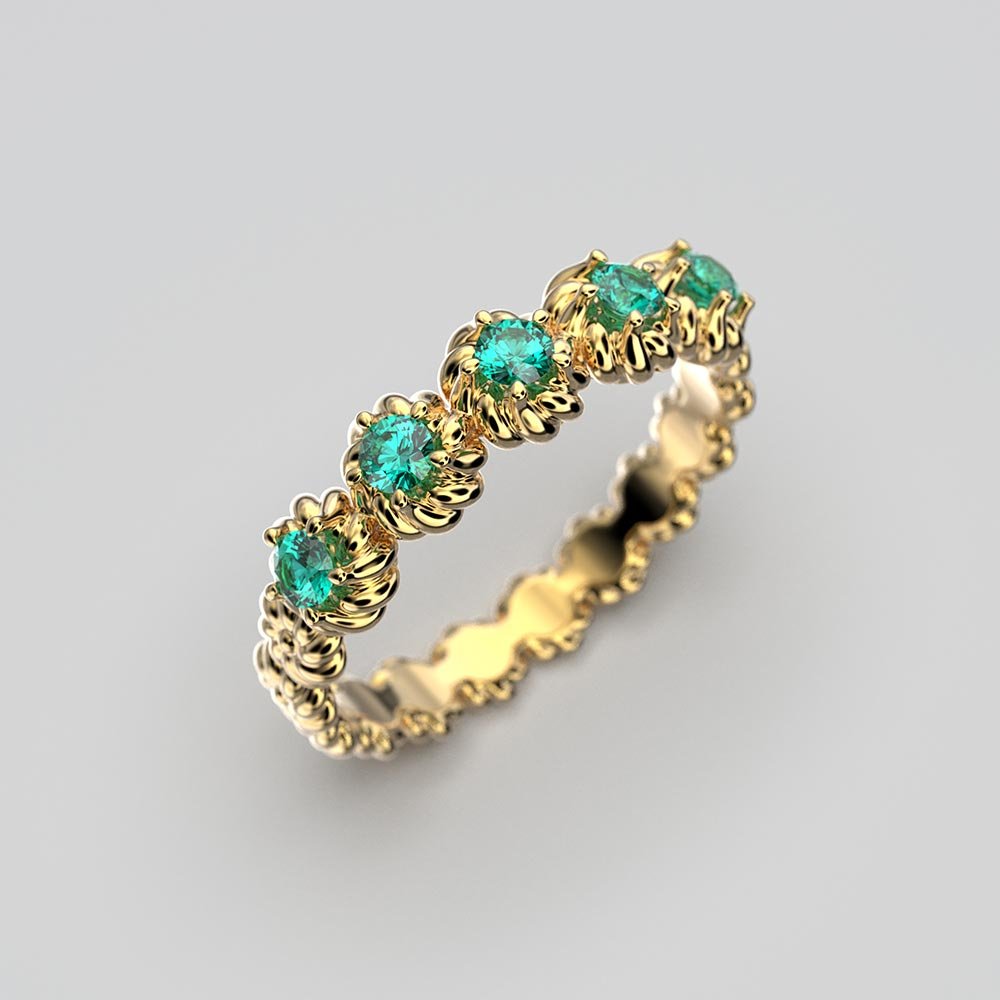 Eternity Gold Ring With Natural Emeralds - Oltremare Gioielli