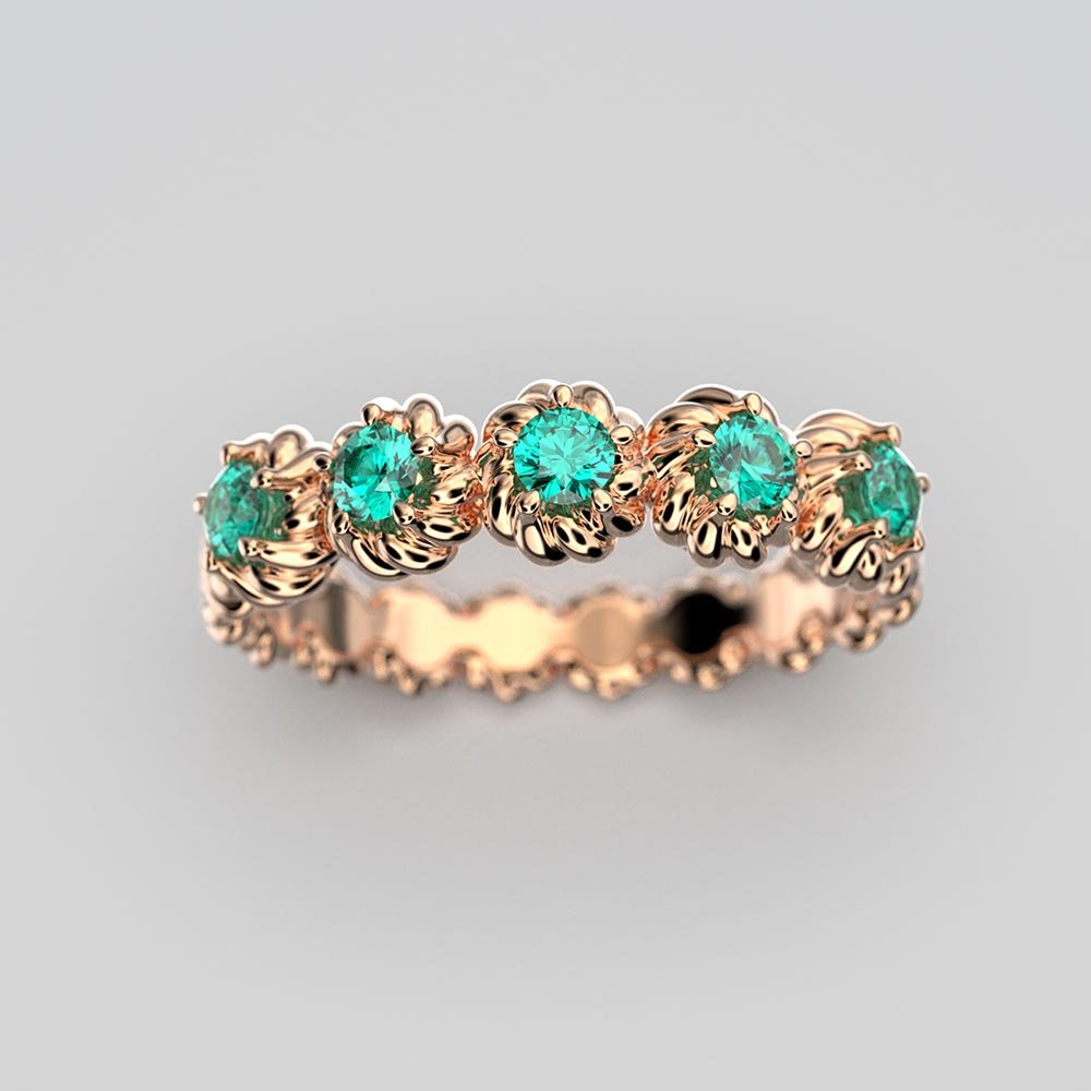 Eternity Gold Ring With Natural Emeralds - Oltremare Gioielli