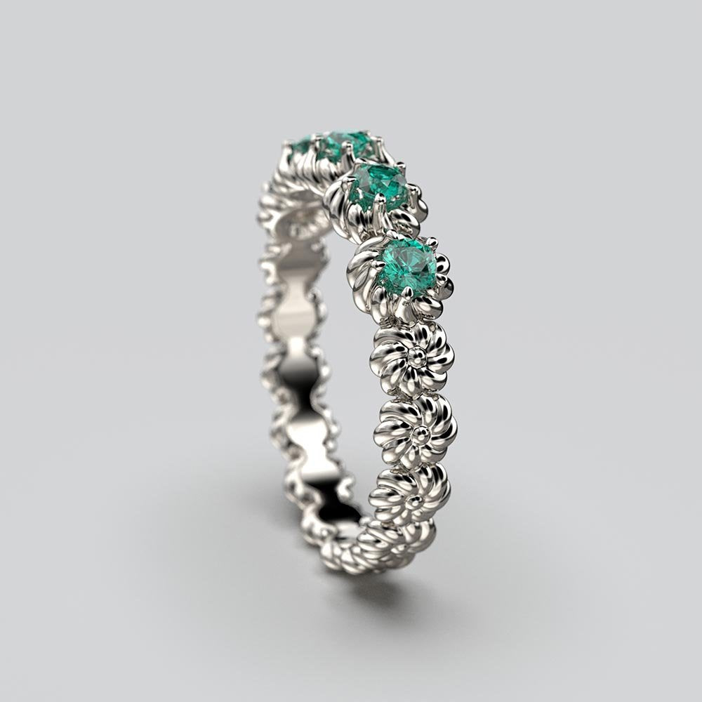 Eternity Gold Ring With Natural Emeralds - Oltremare Gioielli