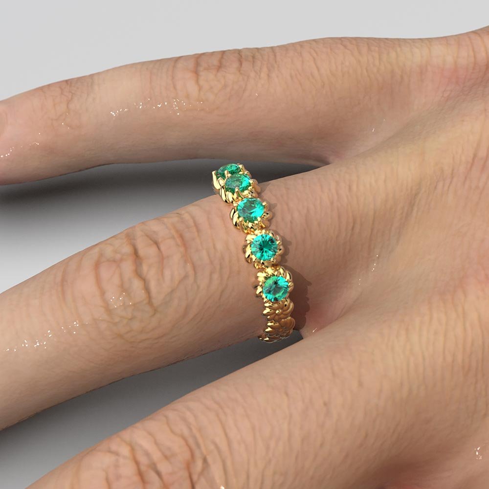 Eternity Gold Ring With Natural Emeralds - Oltremare Gioielli