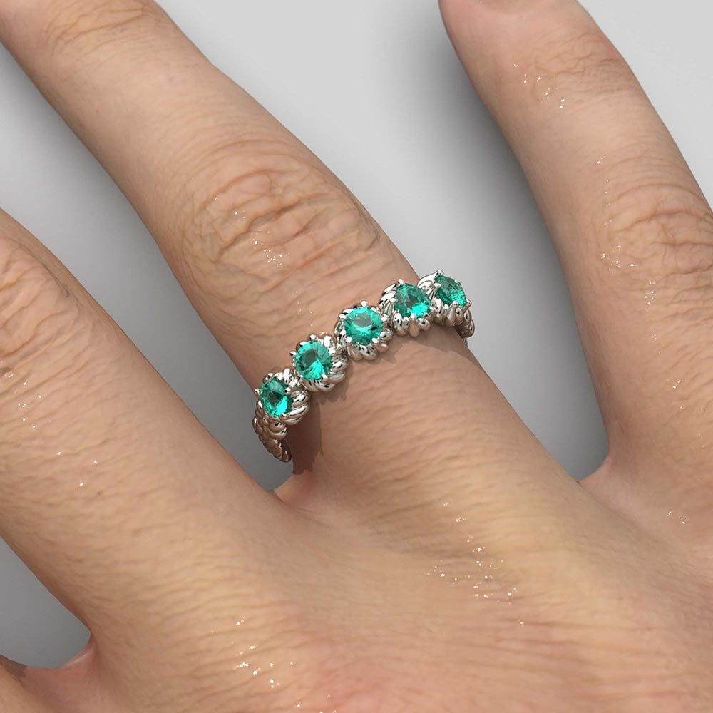 Eternity Gold Ring With Natural Emeralds - Oltremare Gioielli