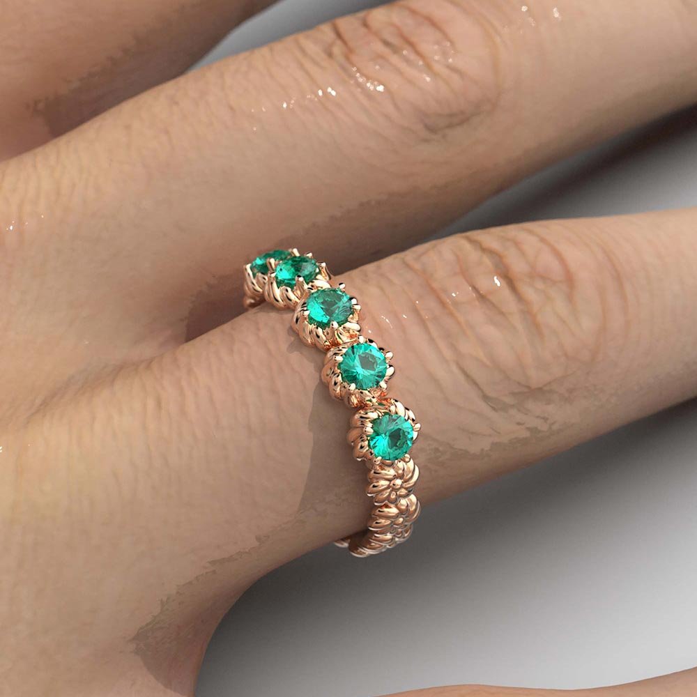 Eternity Gold Ring With Natural Emeralds - Oltremare Gioielli