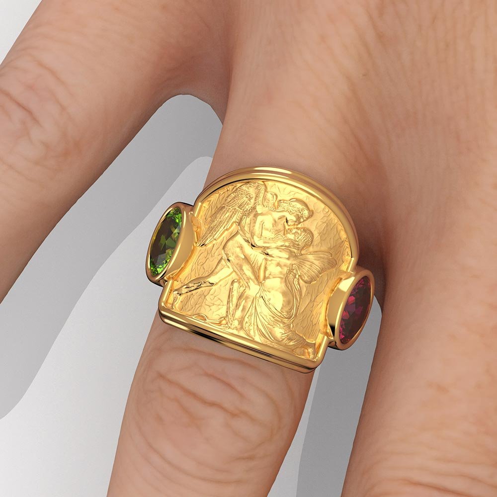 Eros And Psyche Gemstone Ring - Oltremare Gioielli