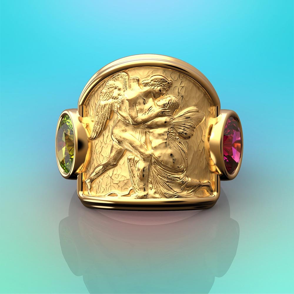 Eros And Psyche Gemstone Ring - Oltremare Gioielli