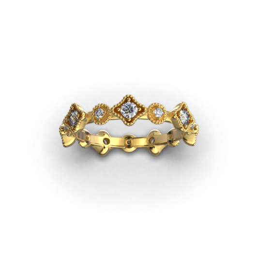 Eternity wedding diamond band. Solid 14k or 18k gold, yellow, white, rose gold Band width: about 4,8mm 2,3 mm thick Half-carat total weight of diamonds Round brilliant cut diamonds Excellent cut, color, and clarity G VS Italian design and craftsmanship