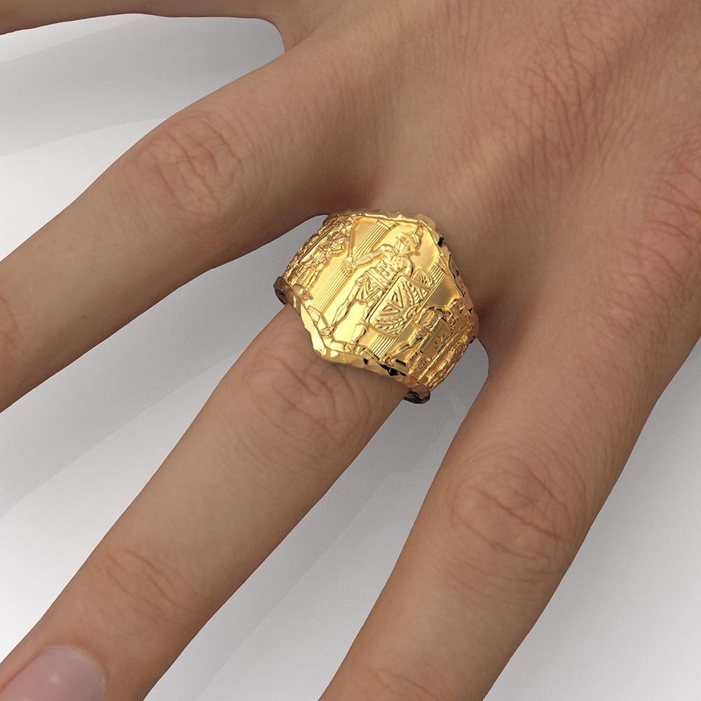 Gladiator Sculpture Gold Ring - Oltremare Gioielli