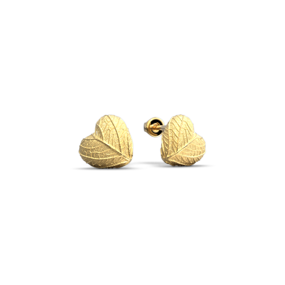 Gold Domed Heart Stud Earrings - Oltremare Gioielli