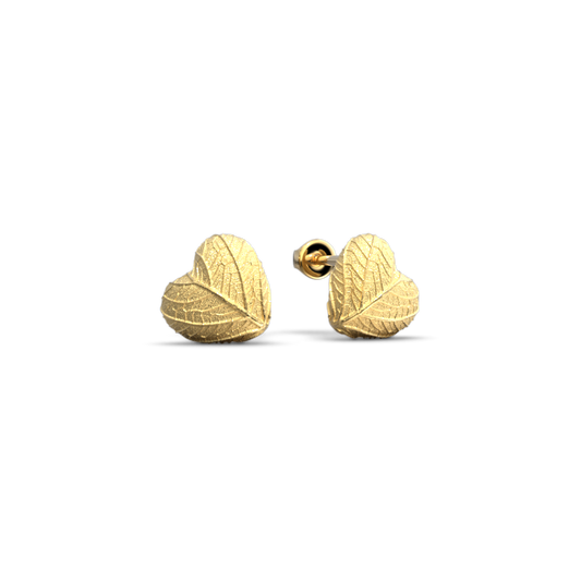 Gold Domed Heart Stud Earrings - Oltremare Gioielli