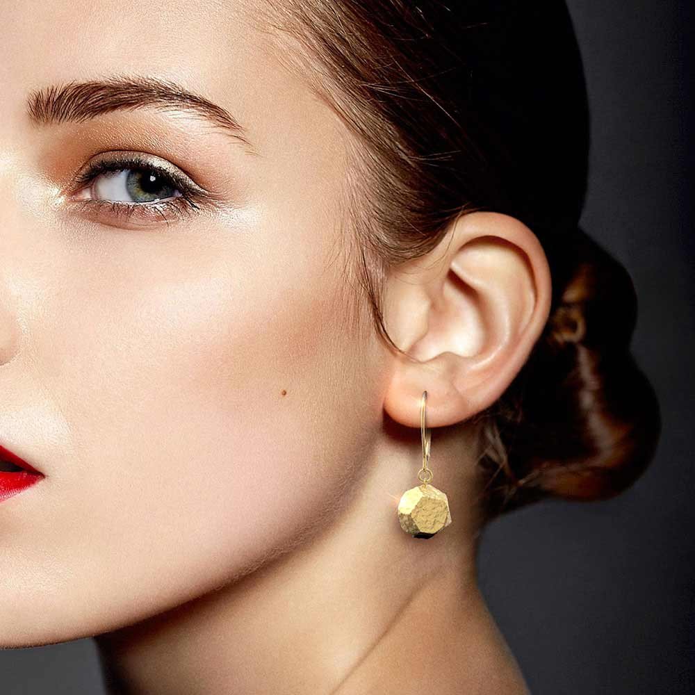 Lever Back Gold Beads Earrings Made in Italy - Oltremare Gioielli