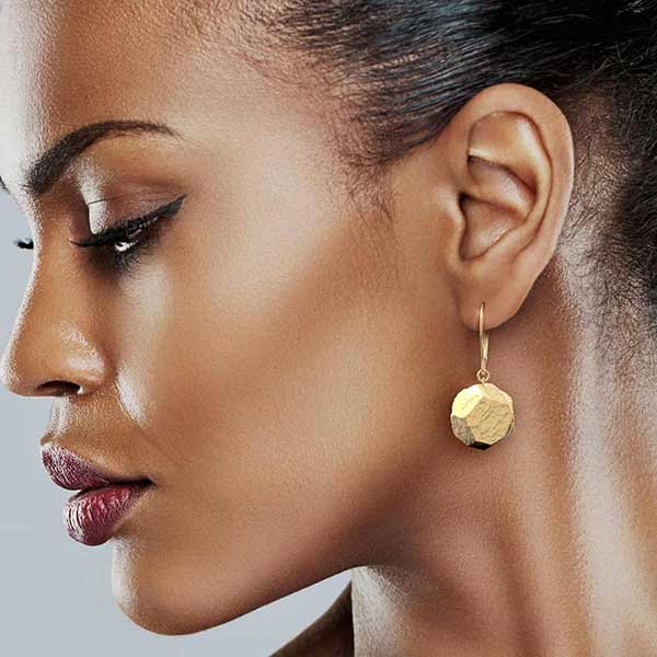 Large Bead Gold Lever Back Earrings - Oltremare Gioielli