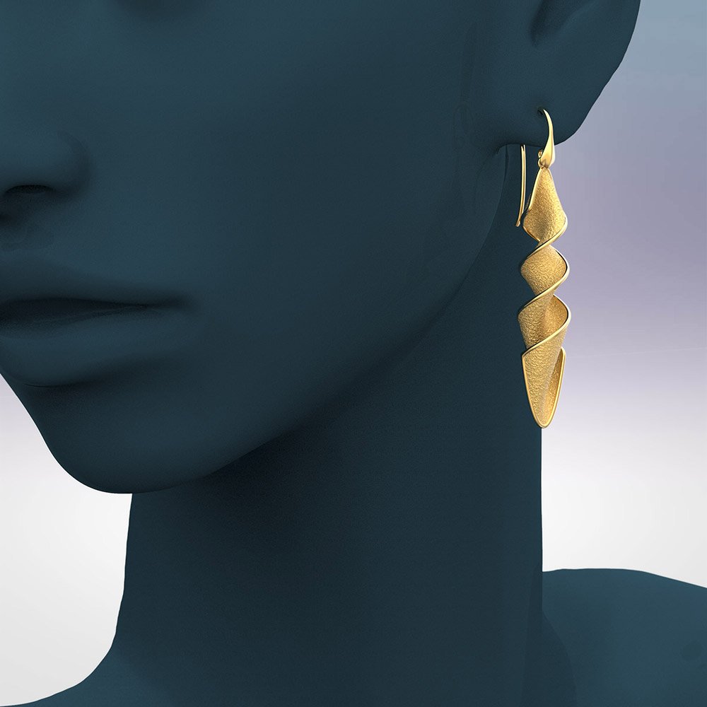 Spiral Dangle Drop Earrings Made in Italy - Oltremare Gioielli