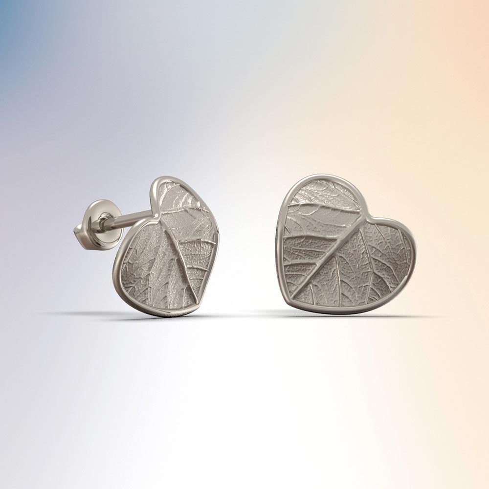 Leaf stud earrings made in Italy in 14k or 18k, leaf shaped earrings 