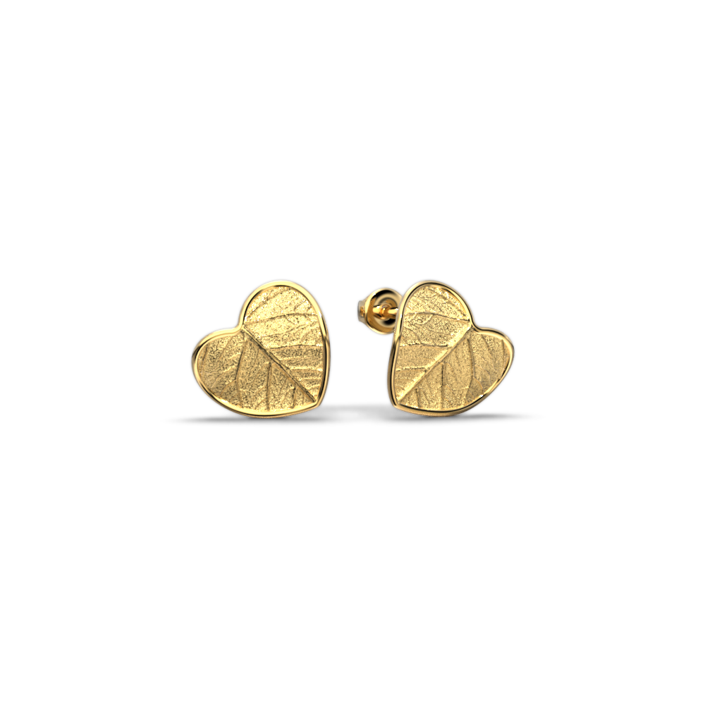 Leaf stud earrings made in Italy in 14k or 18k, leaf shaped earrings
