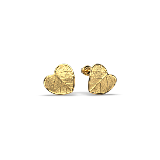 Leaf stud earrings made in Italy in 14k or 18k, leaf shaped earrings