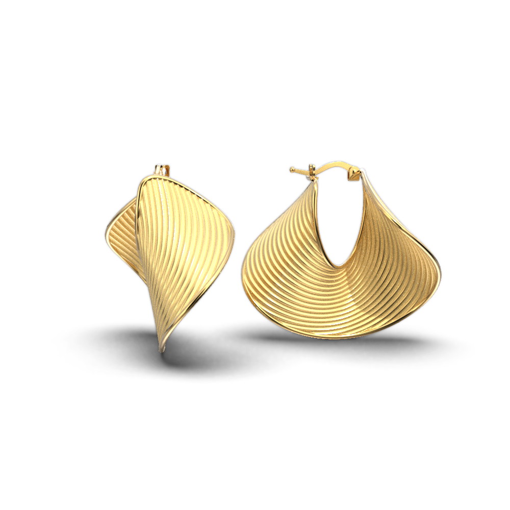 Stunning Gold Hoop Earrings with Ribbed Texture - Oltremare Gioielli