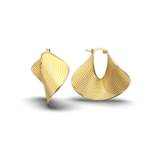 Stunning Gold Hoop Earrings with Ribbed Texture - Oltremare Gioielli