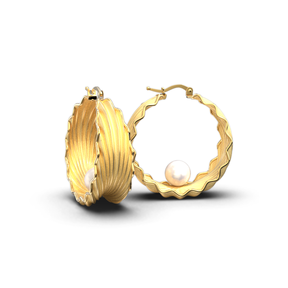 Stylish Pearl Hoop Earrings - Oltremare Gioielli