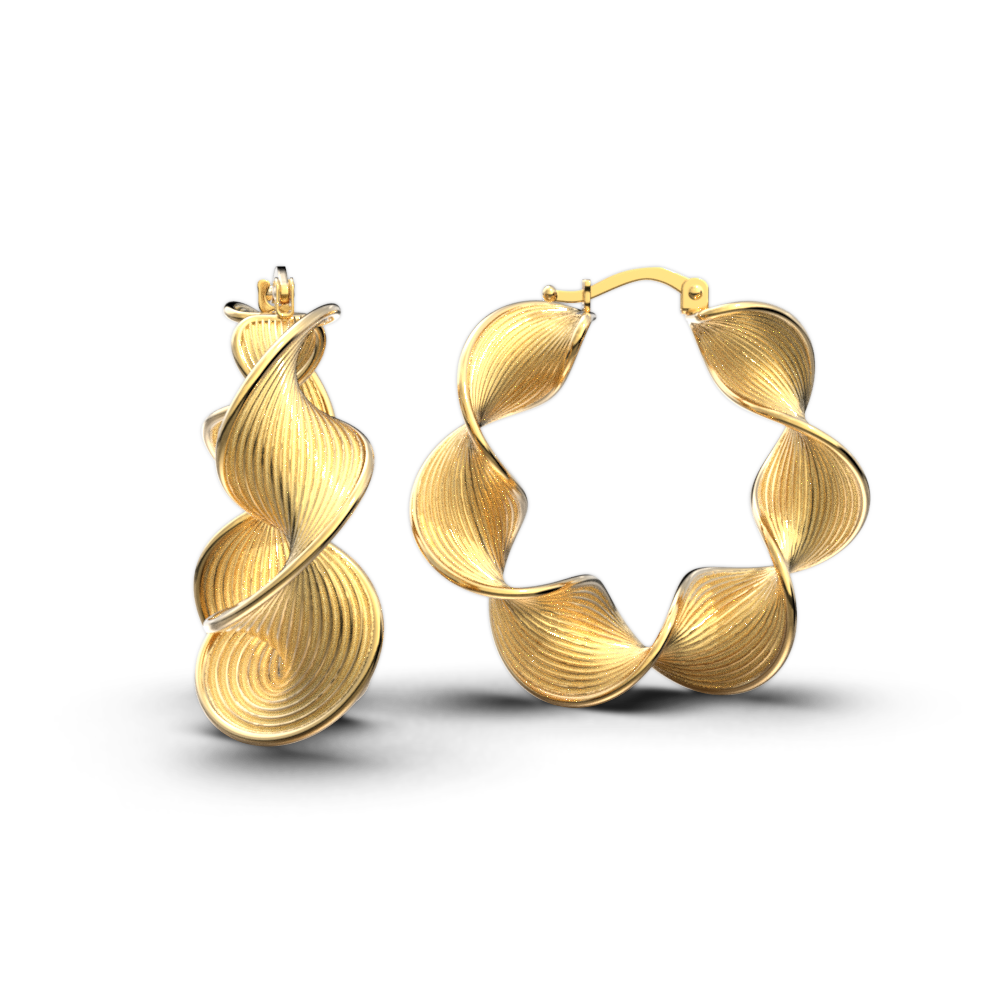 Twisted Gold Hoop Earrings, Large Size - Oltremare Gioielli