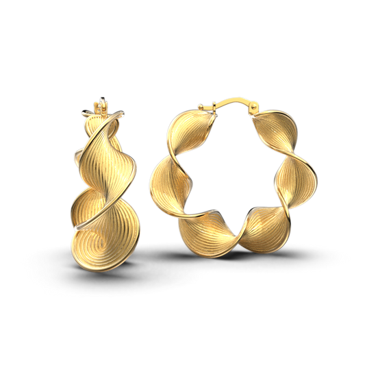 Twisted Gold Hoop Earrings, Large Size - Oltremare Gioielli