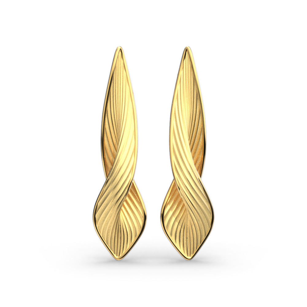 Long Gold Drop Earrings Made in Italy - Oltremare Gioielli