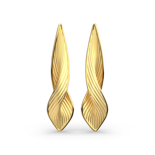 Long Gold Drop Earrings Made in Italy - Oltremare Gioielli