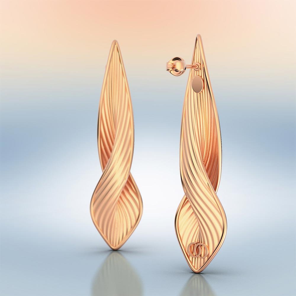 Long Gold Drop Earrings Made in Italy - Oltremare Gioielli