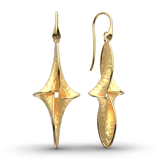 Cross Shaped Dangle Gold Earrings - Oltremare Gioielli