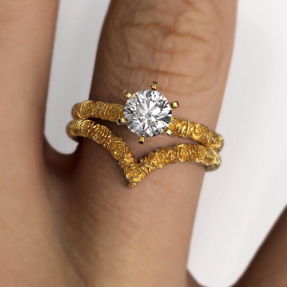 Moissanite Bridal Ring Set Online Oltremare Gioielli