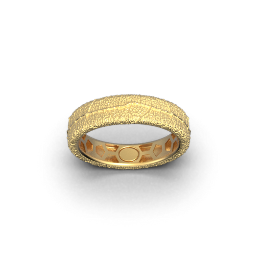 Gold Wedding Band Nature Inspired - Oltremare Gioielli