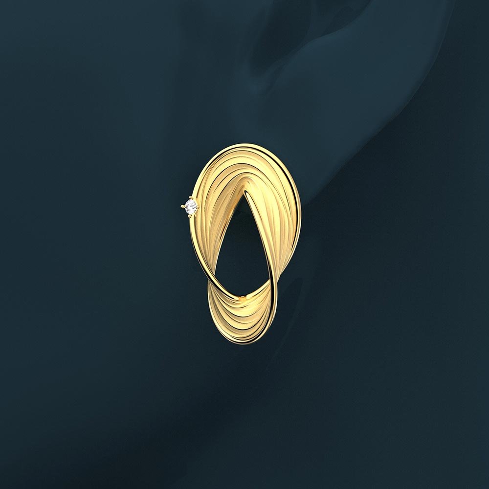 Twisted Gold Earrings With Diamonds - Oltremare Gioielli