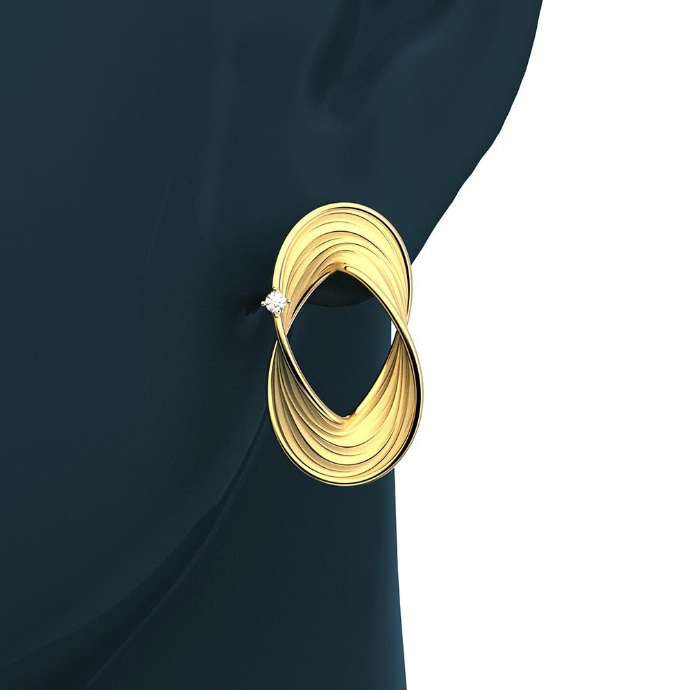 Twisted Gold Earrings With Diamonds - Oltremare Gioielli