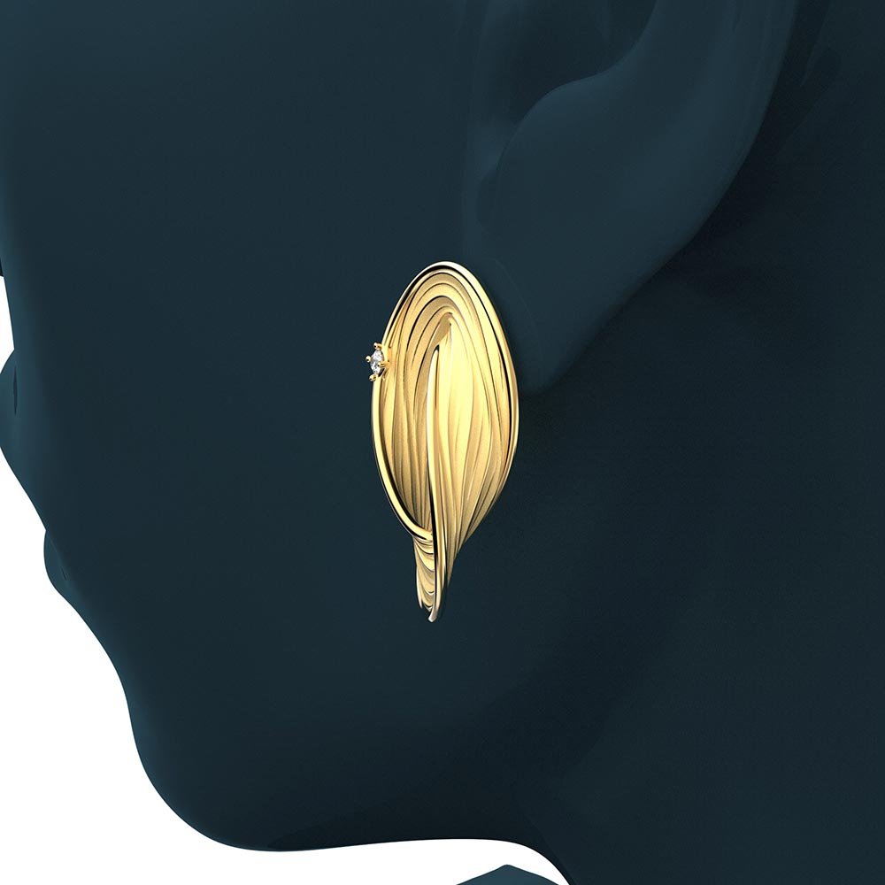 Twisted Gold Earrings With Diamonds - Oltremare Gioielli