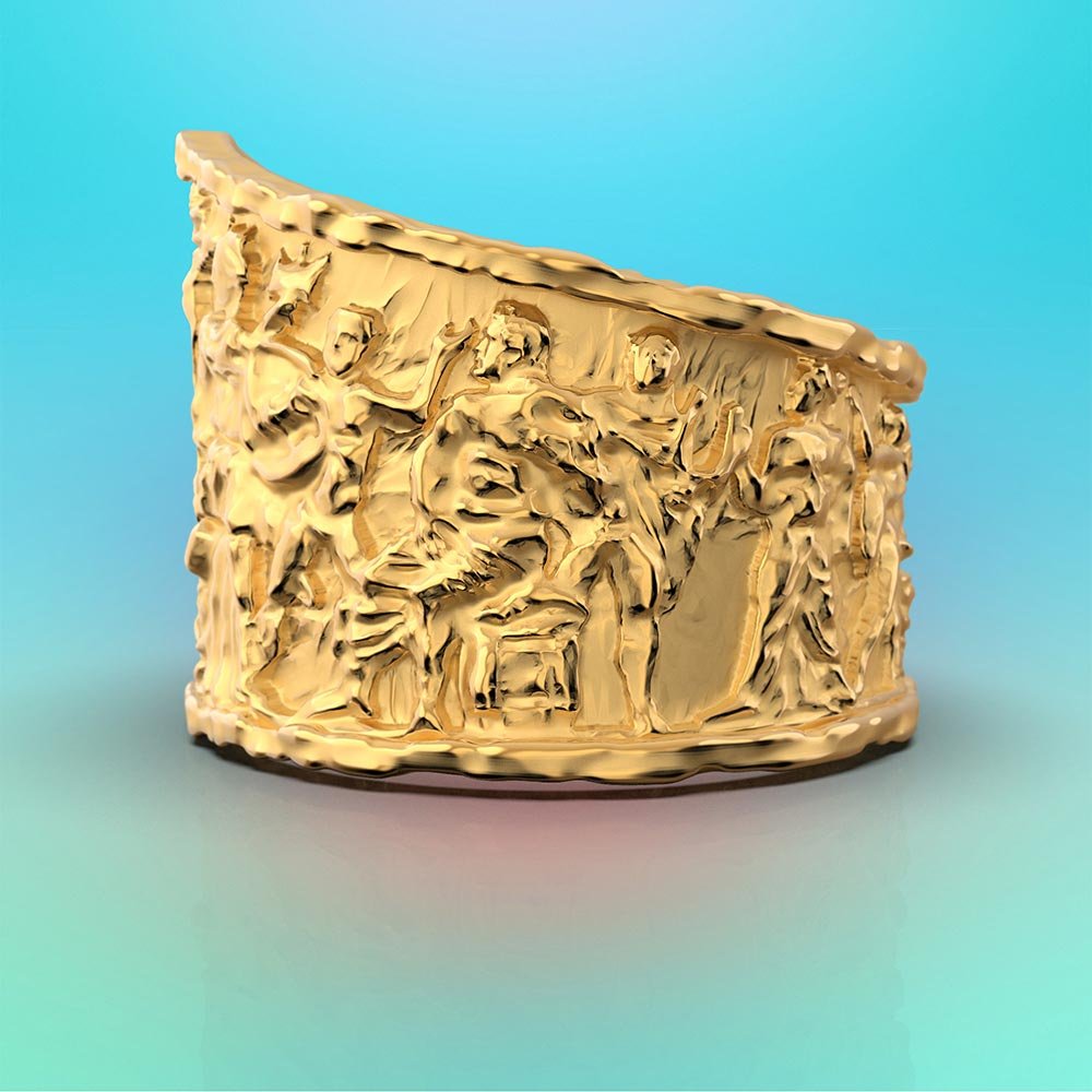 Parthenon Pediment Gold Ring - Oltremare Gioielli