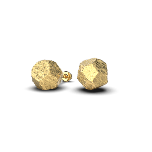 Gold Stud Earrings with Rock Texture - Oltremare Gioielli