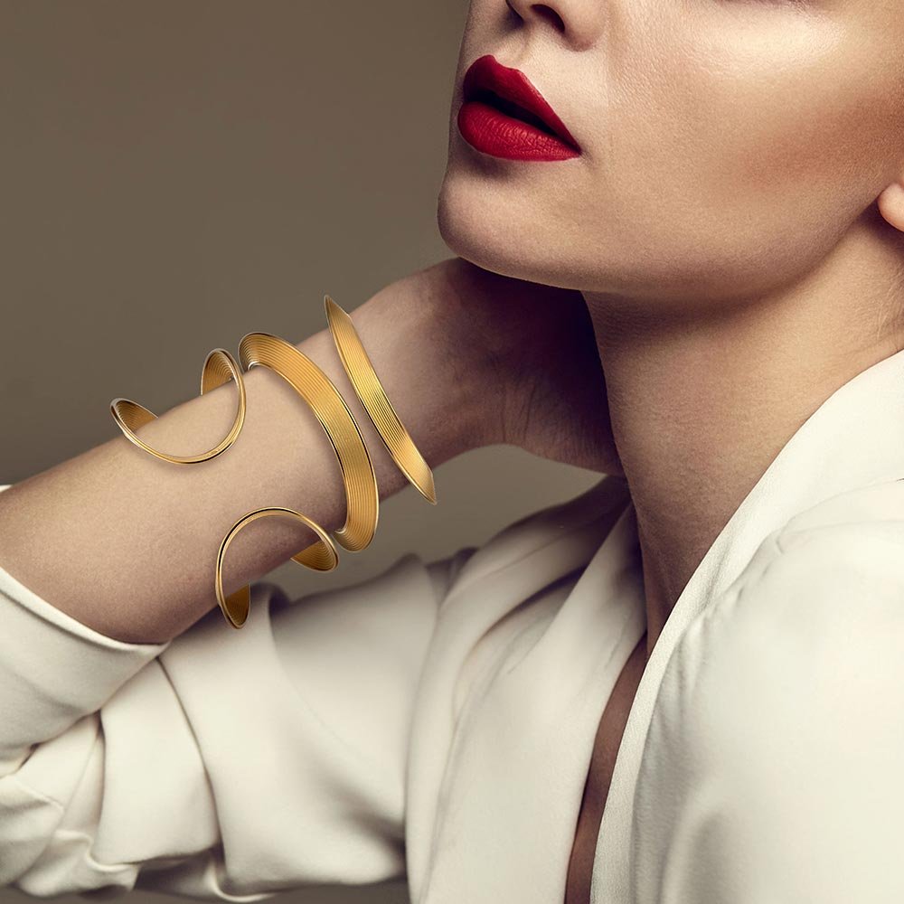 Statement Gold Cuff Bracelet - Oltremare Gioielli