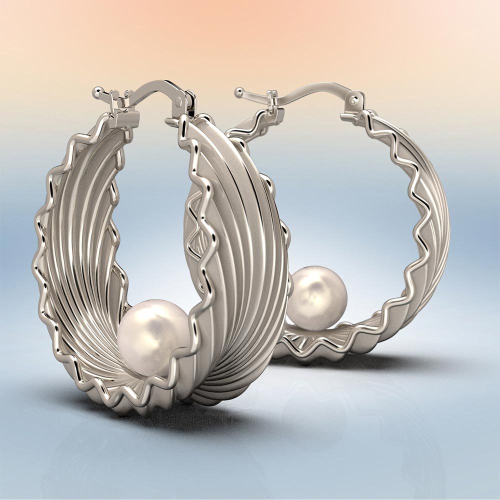 Pearl Hoop Earrings - Oltremare Gioielli