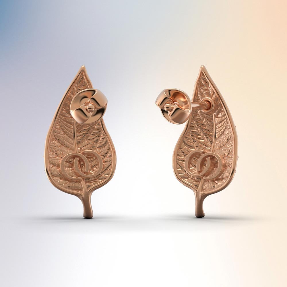 Leaf Shaped Gold Stud Earrings - Oltremare Gioielli