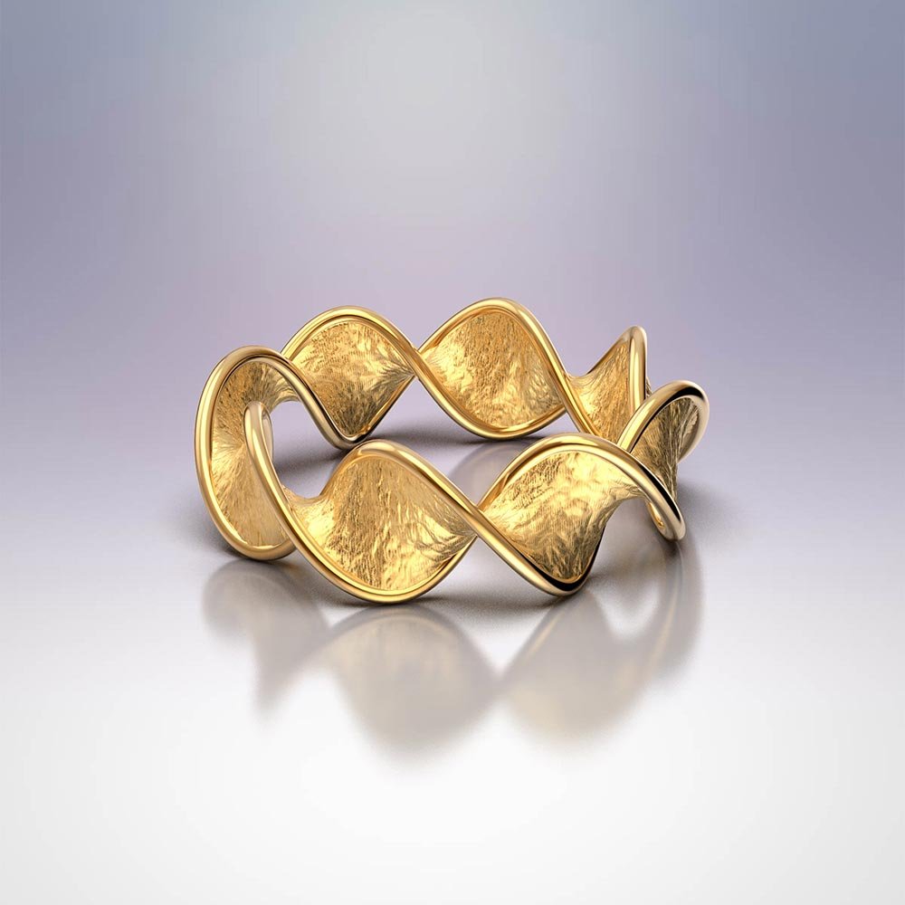 Twisted gold ring made in Italy - Oltremare Gioielli