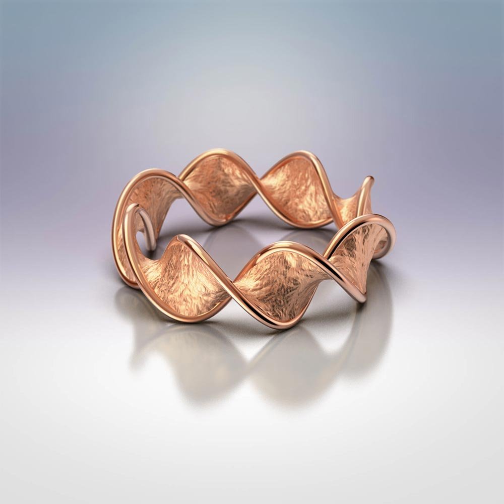 Twisted gold ring made in Italy - Oltremare Gioielli